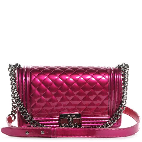 chanel pink metallic patent boy|Chanel handbags.